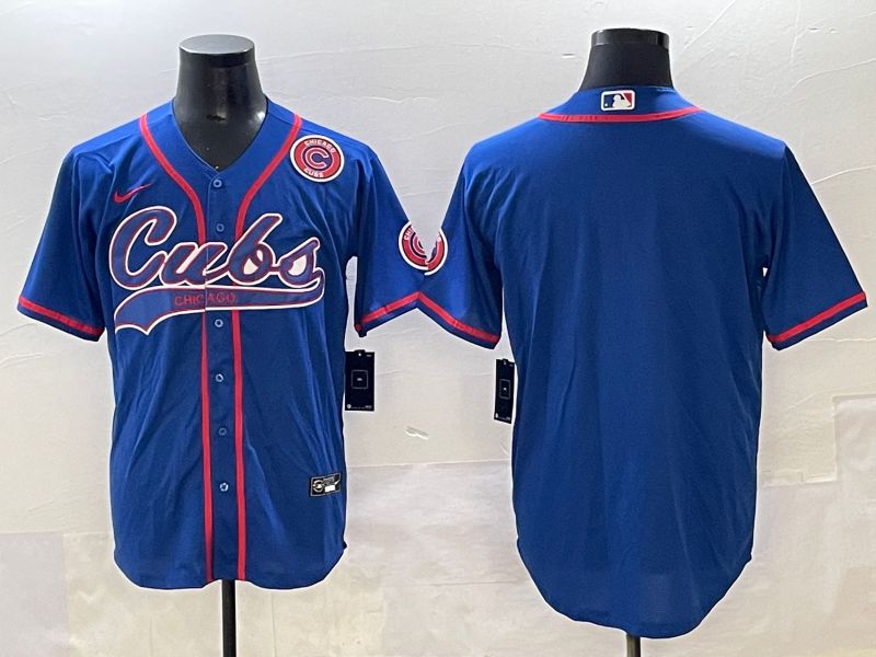 Men 2025 Chicago Cubs Blank Blue Joint Name Nike MLB Jersey style 2->chicago cubs->MLB Jersey